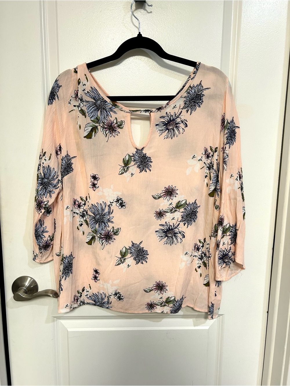 Papermoon Blush Floral Keyhole Blouse